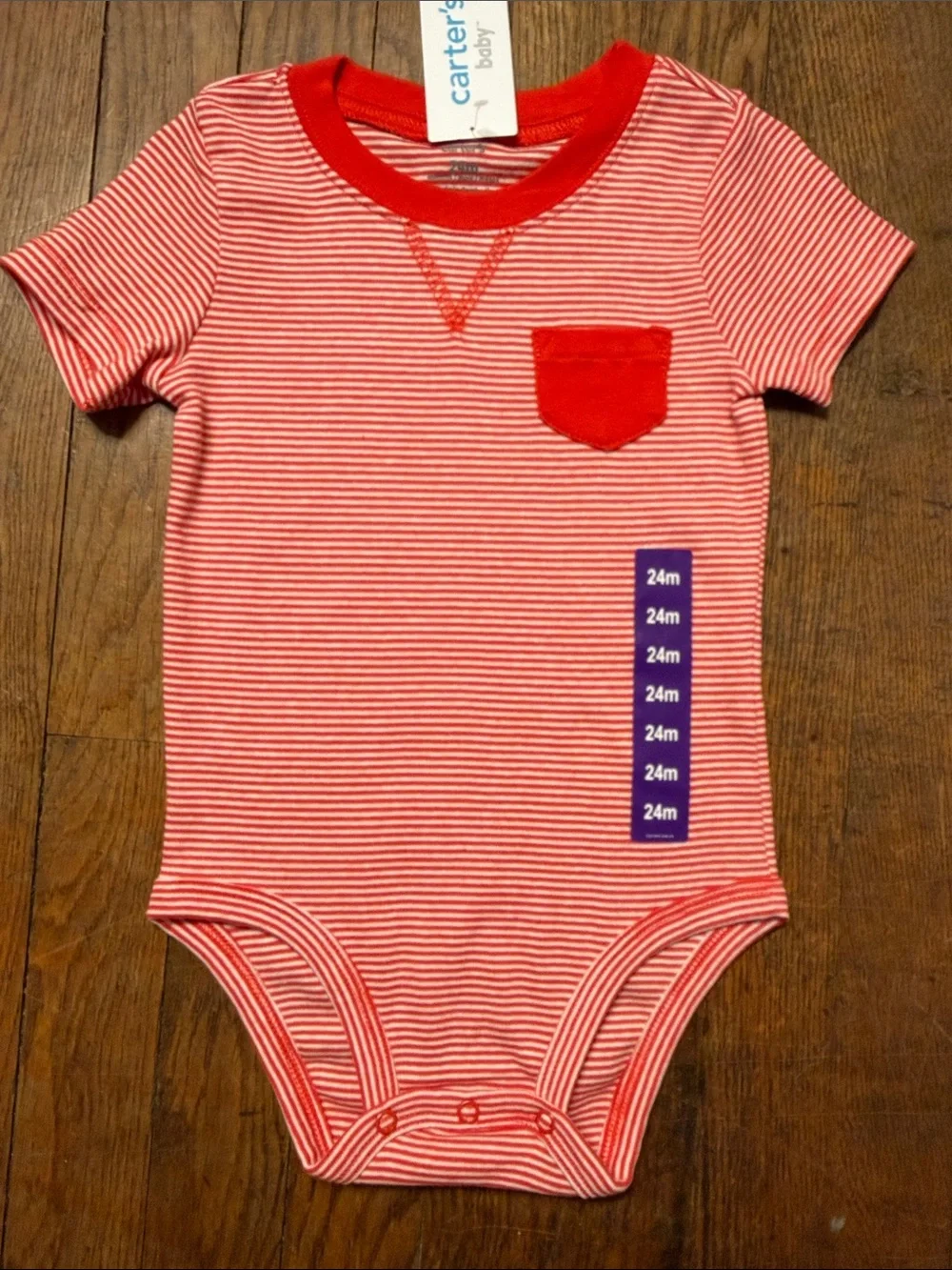 Carter's Red & Navy Striped Baby Onesie Duo